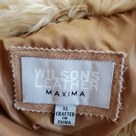 VTG 90s WILSON'S LEATHER COAT Women's XL Maxima Y2K Penny Lane Faux Fur Lined - Picture 3 of 14